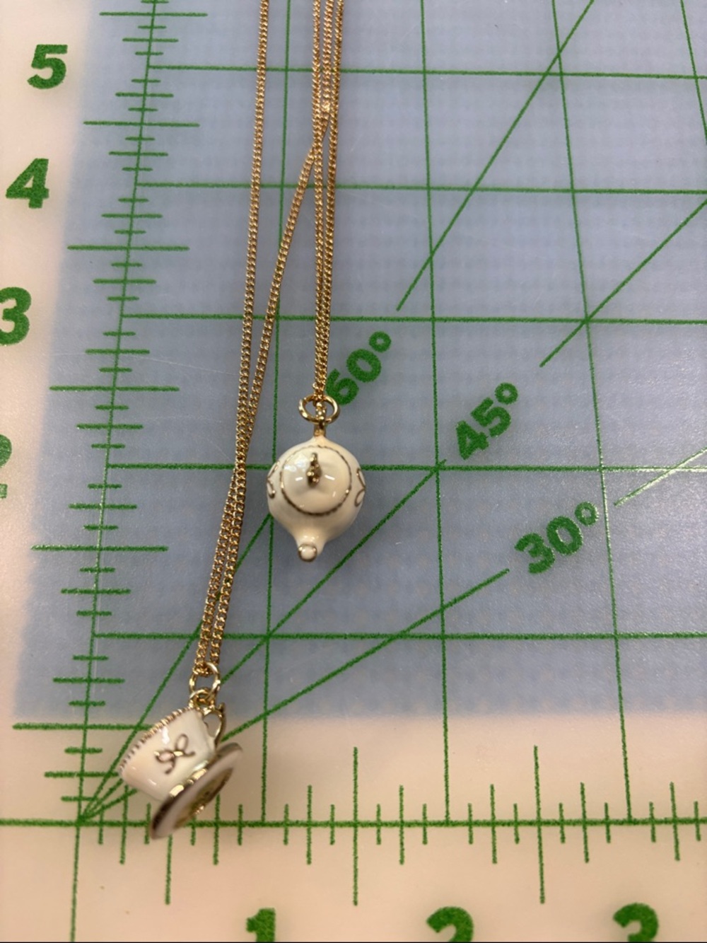 Gold & Cream Teapot and Teacup Necklace Duo - Picture 5 of 7